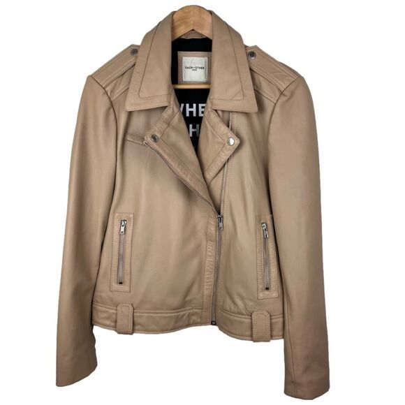 Each Other Paris Tan Sheep Skin Leather Moto Jacket size medium - Picture 1 of 8